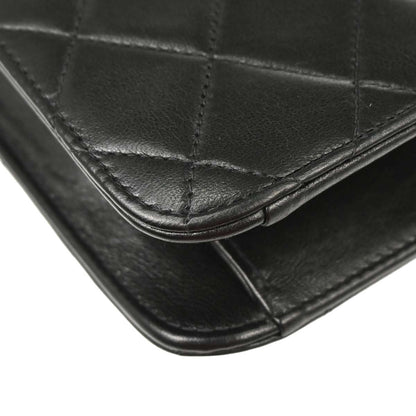 Chanel Black Lambskin Pushlock Medium Half Flap Shoulder Bag