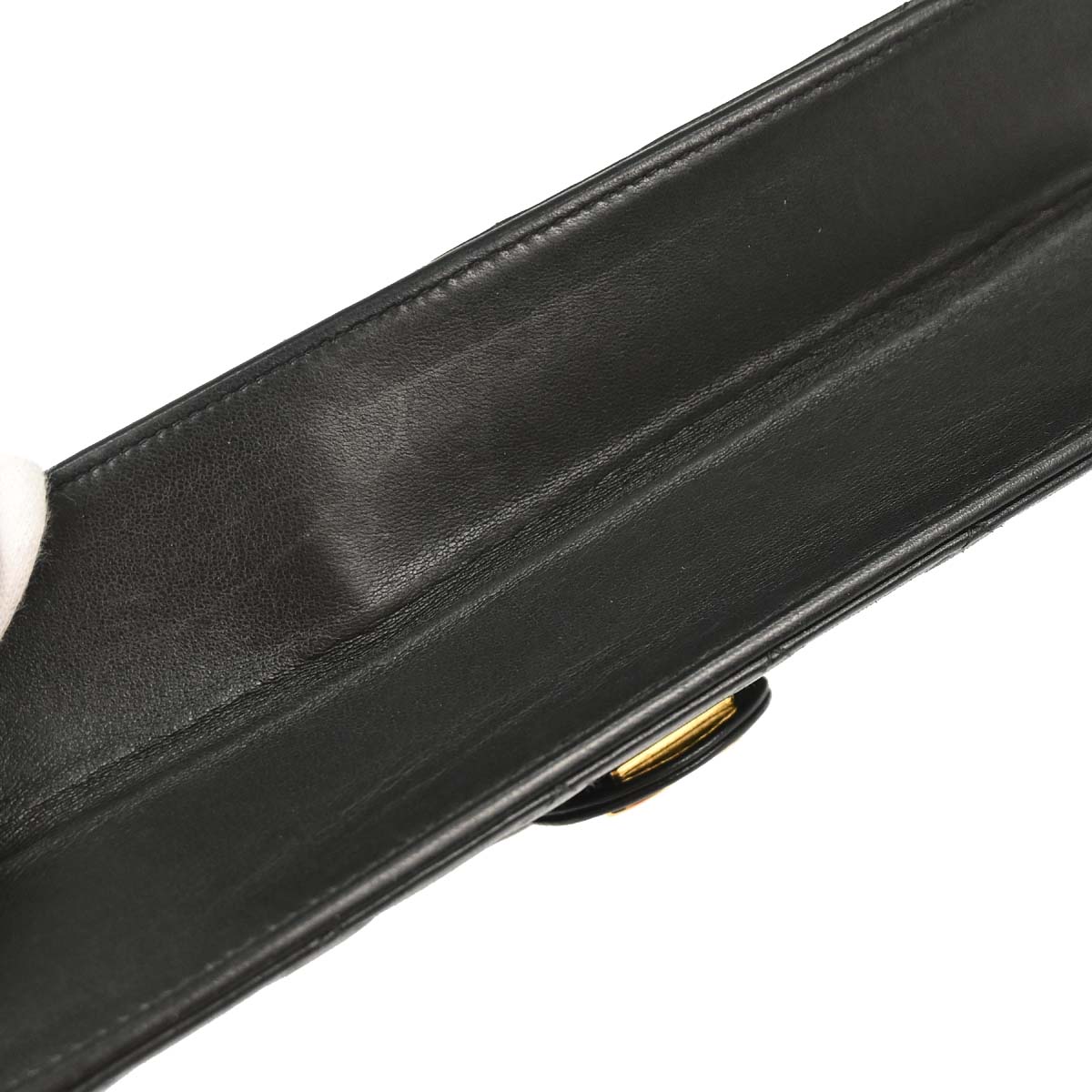 Chanel Black Lambskin Pushlock Medium Half Flap Shoulder Bag