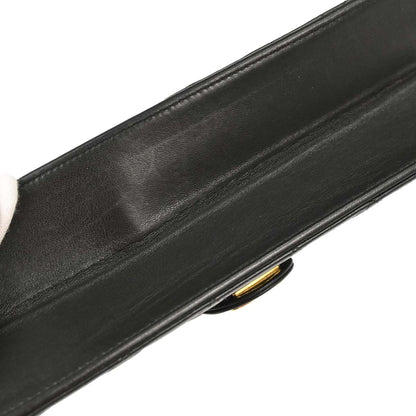 Chanel Black Lambskin Pushlock Medium Half Flap Shoulder Bag
