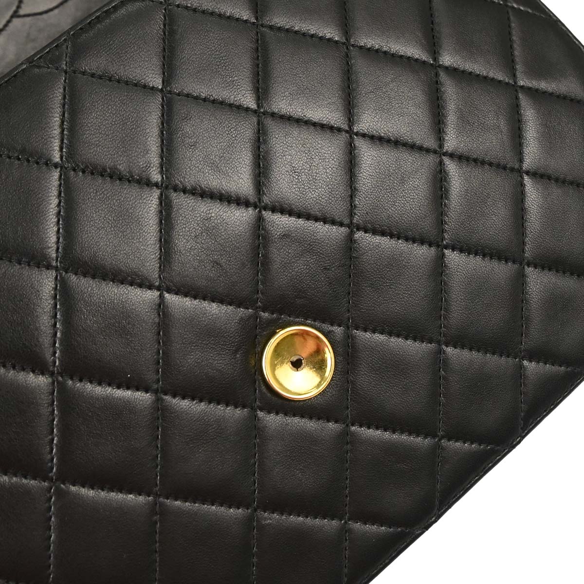 Chanel Black Lambskin Pushlock Medium Half Flap Shoulder Bag