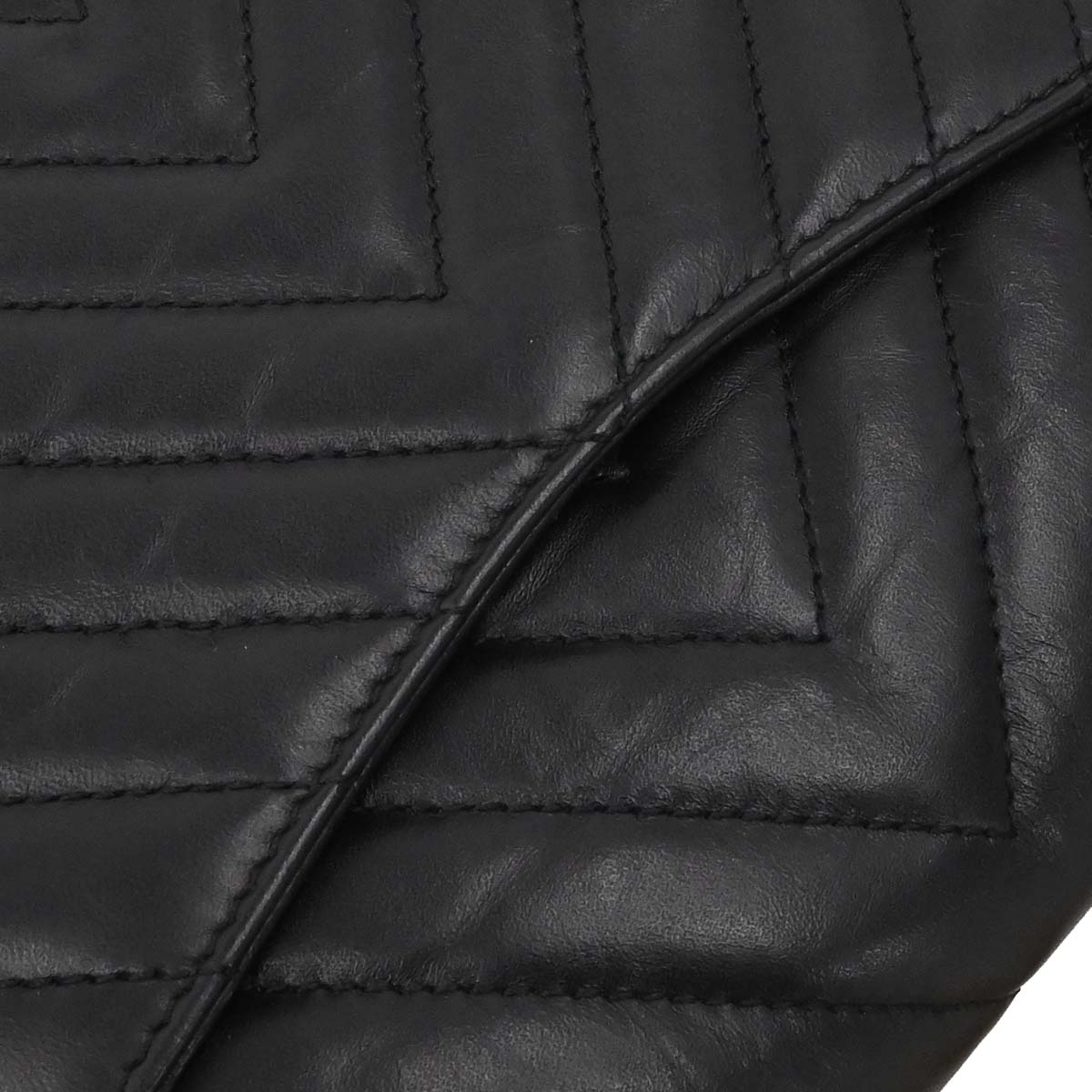 Chanel Black Calfskin Chevron 2.55 Small Double Flap Shoulder Bag