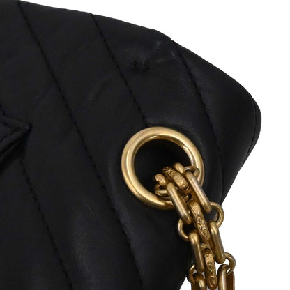 Chanel Black Calfskin Chevron 2.55 Small Double Flap Shoulder Bag