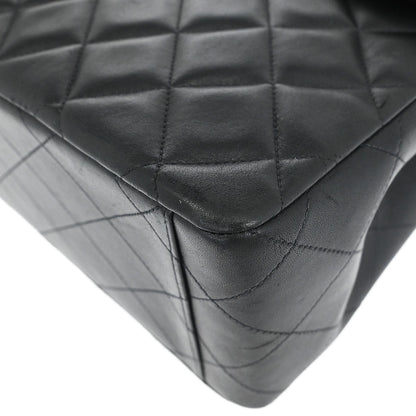 Chanel 1994-1996 Black Lambskin Maxi Classic Flap Shoulder Bag