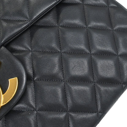 Chanel 1994-1996 Black Lambskin Maxi Classic Flap Shoulder Bag