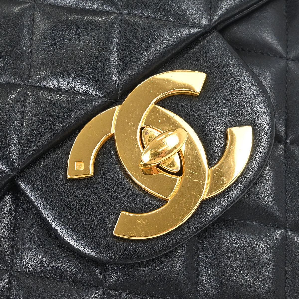 Chanel 1994-1996 Black Lambskin Maxi Classic Flap Shoulder Bag