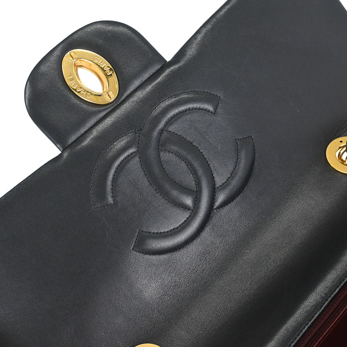 Chanel 1994-1996 Black Lambskin Maxi Classic Flap Shoulder Bag