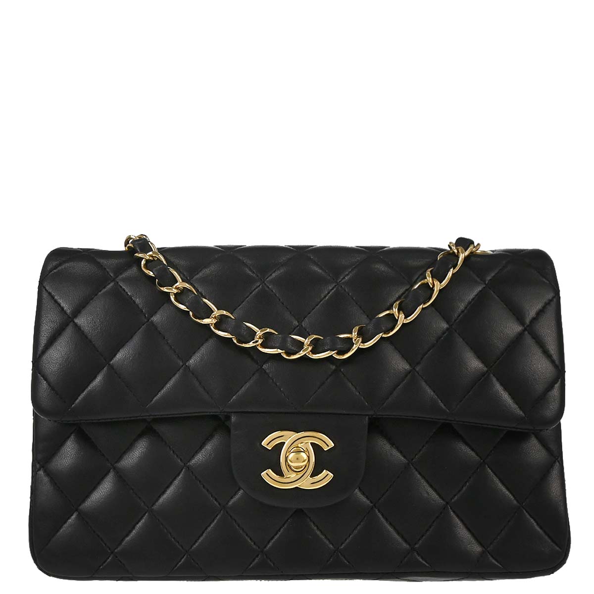 Chanel Black Lambskin Small Classic Double Flap Shoulder Bag