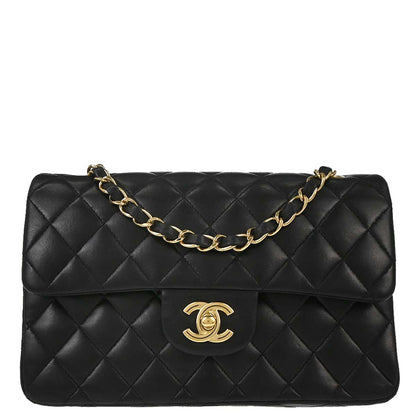 Chanel Black Lambskin Small Classic Double Flap Shoulder Bag