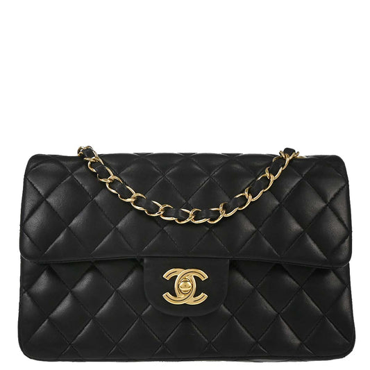 Chanel Black Lambskin Small Classic Double Flap Shoulder Bag