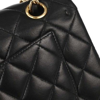 Chanel Black Lambskin Small Classic Double Flap Shoulder Bag