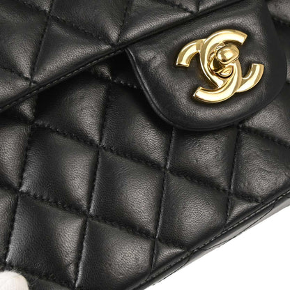 Chanel Black Lambskin Small Classic Double Flap Shoulder Bag