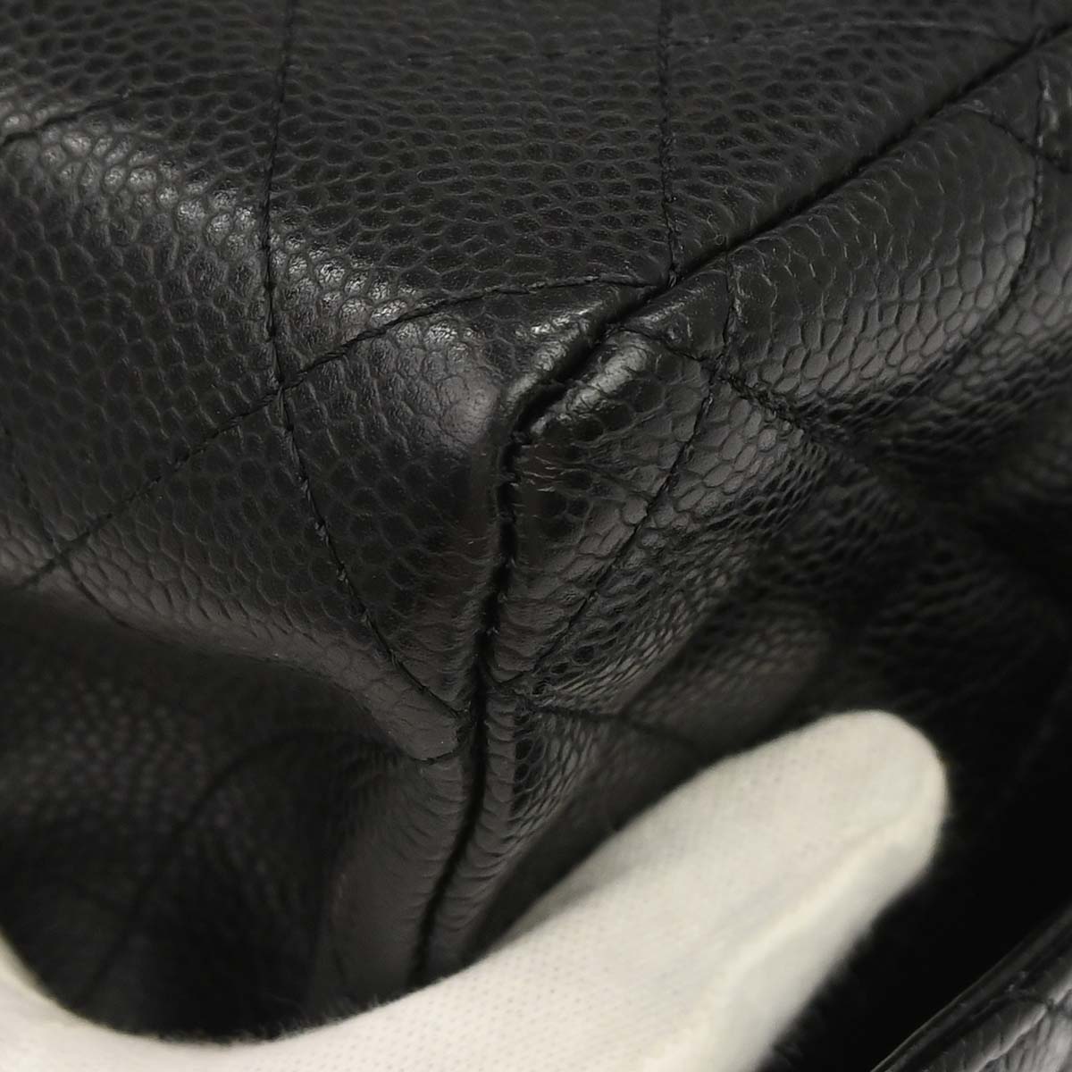 Chanel 2009-2010 Black Caviar Skin Medium Classic Double Flap Shoulder Bag