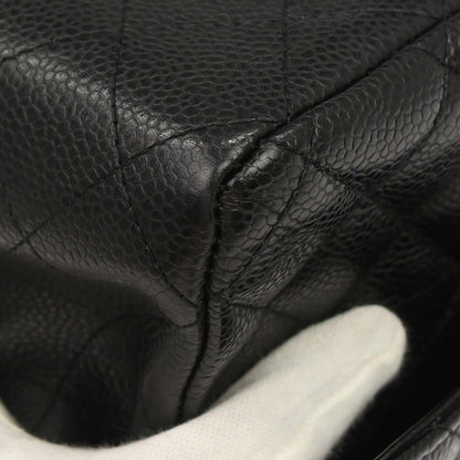 Chanel 2009-2010 Black Caviar Skin Medium Classic Double Flap Shoulder Bag