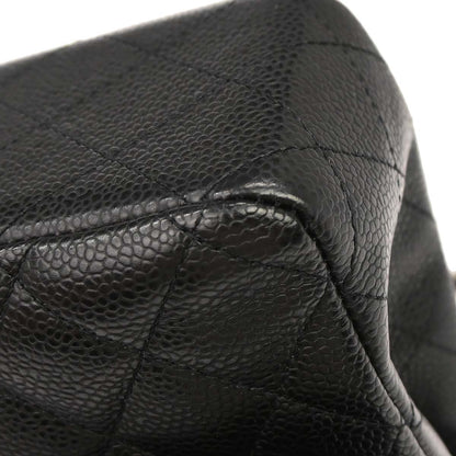 Chanel 2009-2010 Black Caviar Skin Medium Classic Double Flap Shoulder Bag