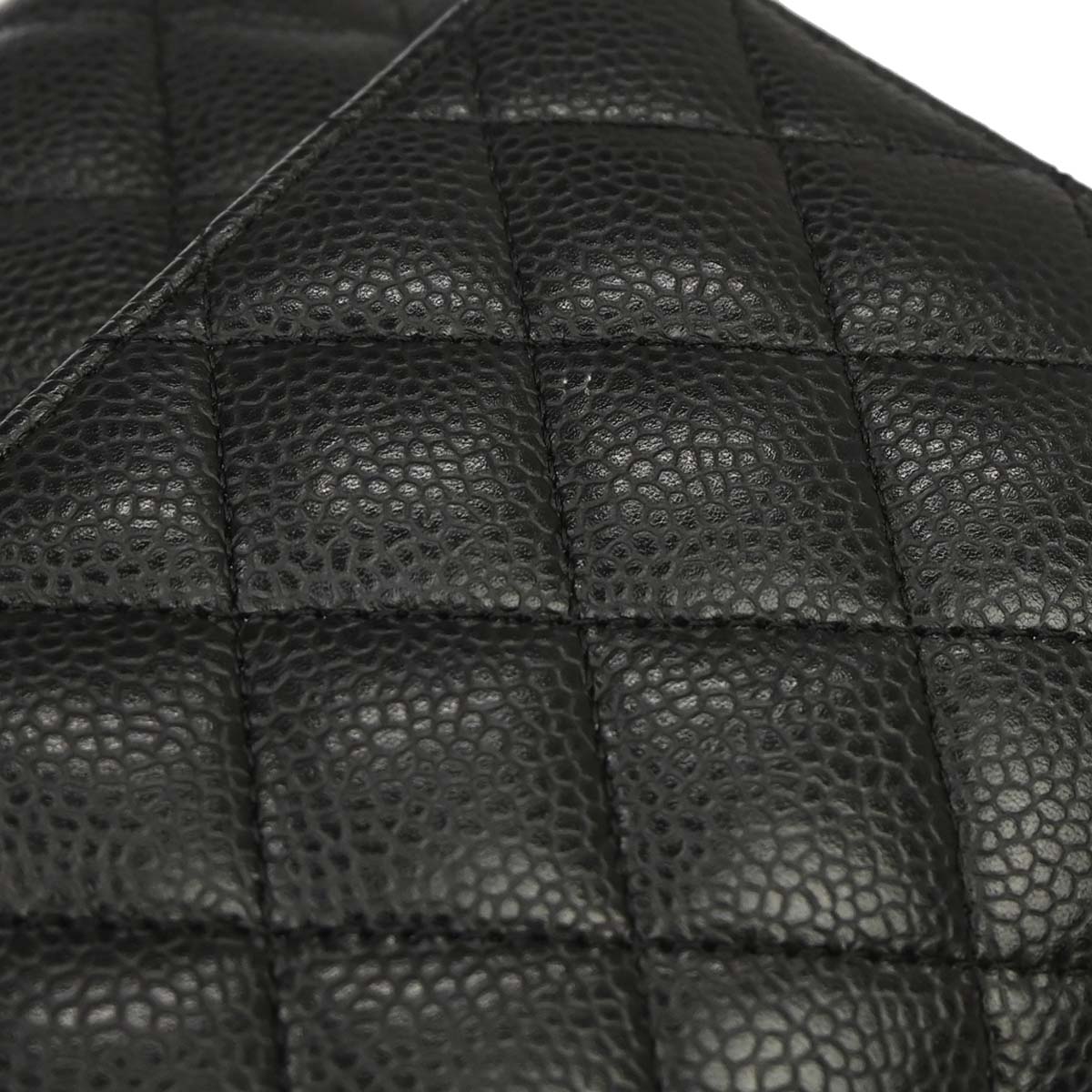 Chanel 2009-2010 Black Caviar Skin Medium Classic Double Flap Shoulder Bag