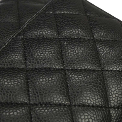 Chanel 2009-2010 Black Caviar Skin Medium Classic Double Flap Shoulder Bag