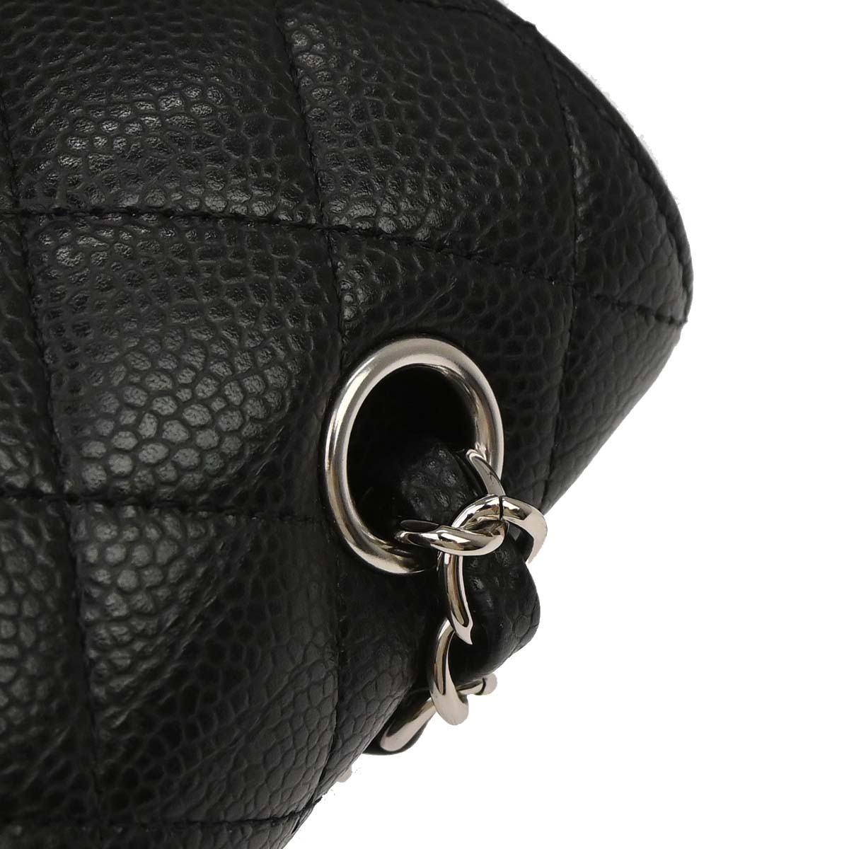 Chanel 2009-2010 Black Caviar Skin Medium Classic Double Flap Shoulder Bag