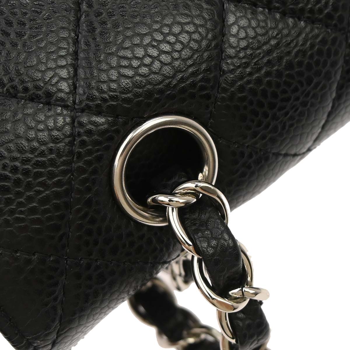 Chanel 2009-2010 Black Caviar Skin Medium Classic Double Flap Shoulder Bag