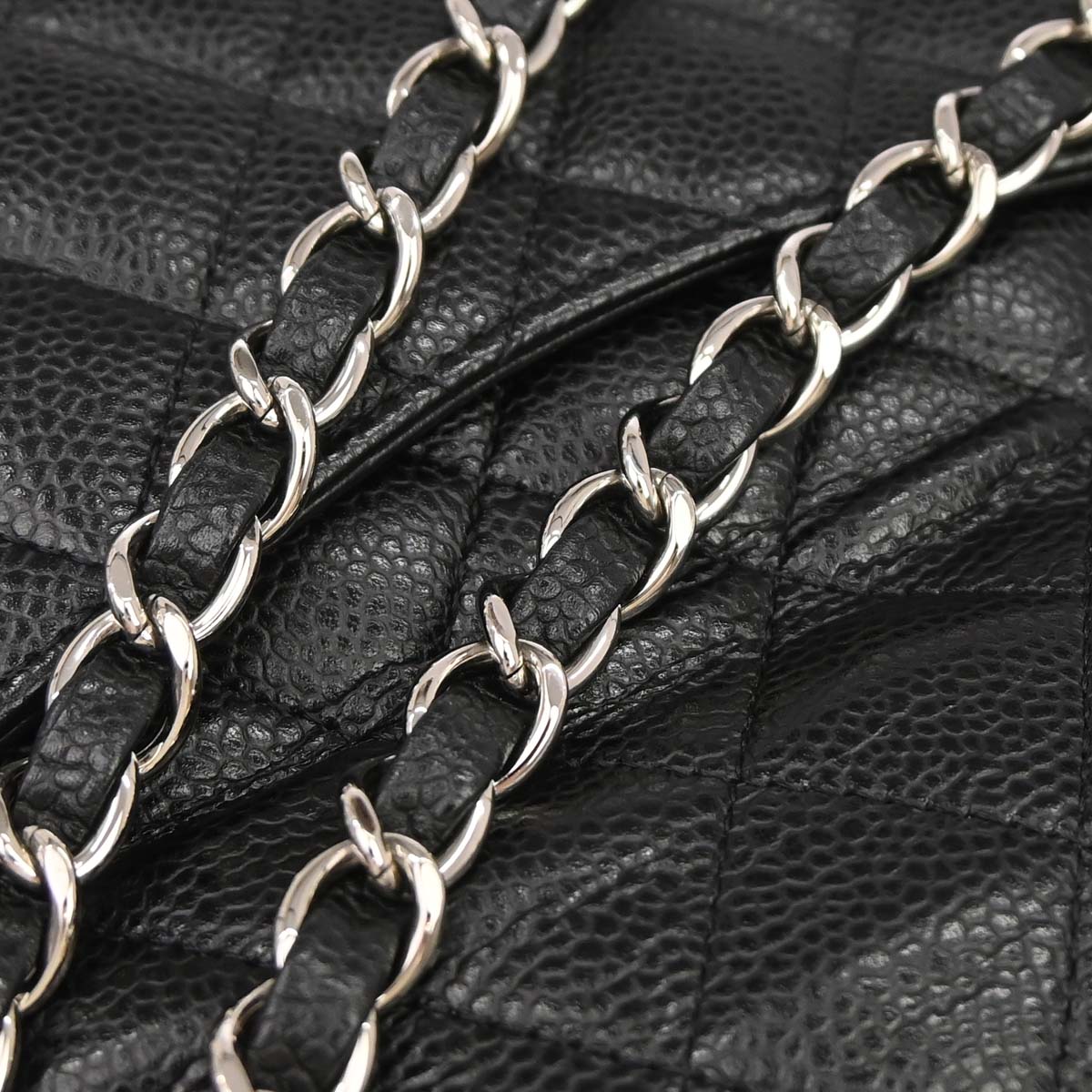 Chanel 2009-2010 Black Caviar Skin Medium Classic Double Flap Shoulder Bag