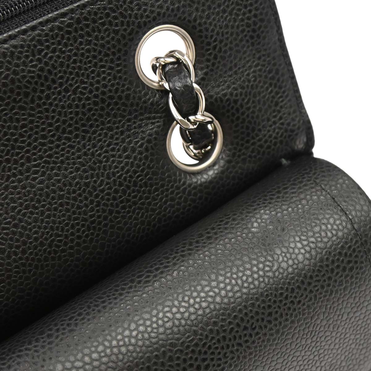 Chanel 2009-2010 Black Caviar Skin Medium Classic Double Flap Shoulder Bag