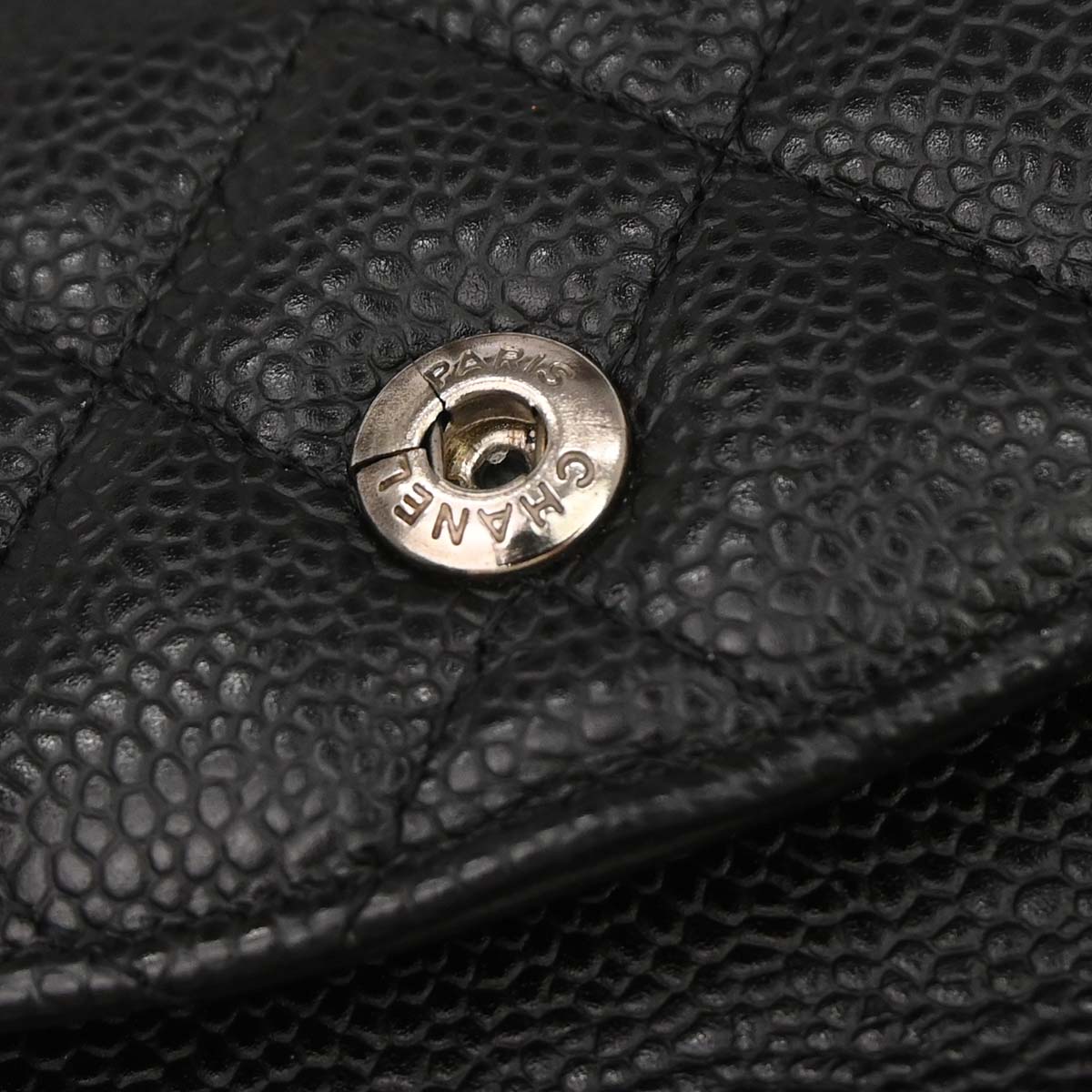Chanel 2009-2010 Black Caviar Skin Medium Classic Double Flap Shoulder Bag