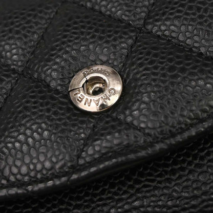Chanel 2009-2010 Black Caviar Skin Medium Classic Double Flap Shoulder Bag