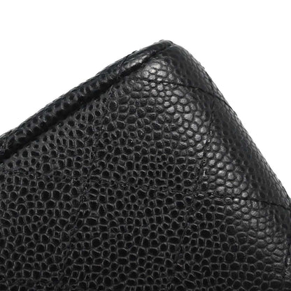Chanel 2011 Black Caviar Skin Medium Classic Double Flap Shoulder Bag