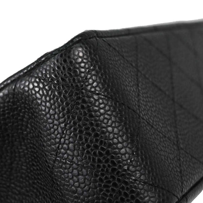 Chanel 2011 Black Caviar Skin Medium Classic Double Flap Shoulder Bag