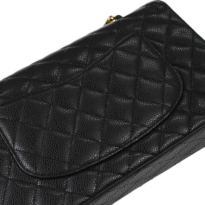 Chanel 2011 Black Caviar Skin Medium Classic Double Flap Shoulder Bag