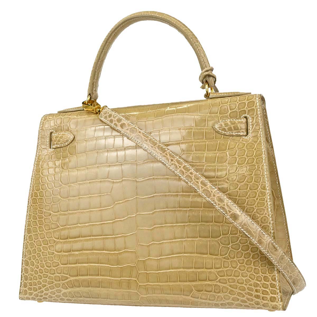 Hermes * Poussiere Porosus Lisse Kelly 28 Sellier Shoulder Handbag
