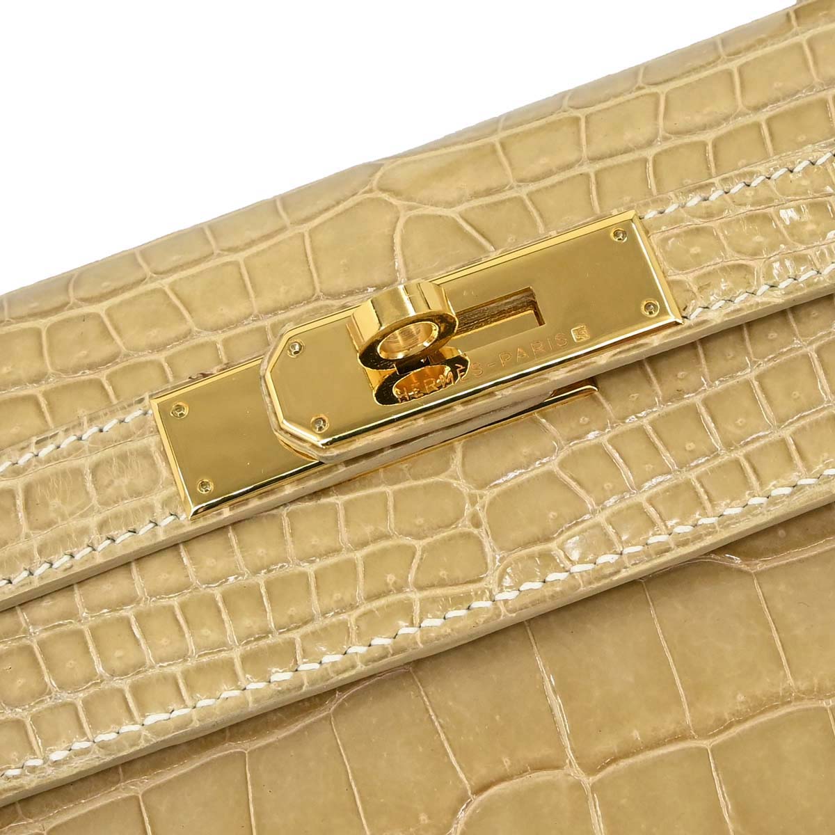 Hermes * Poussiere Porosus Lisse Kelly 28 Sellier Shoulder Handbag