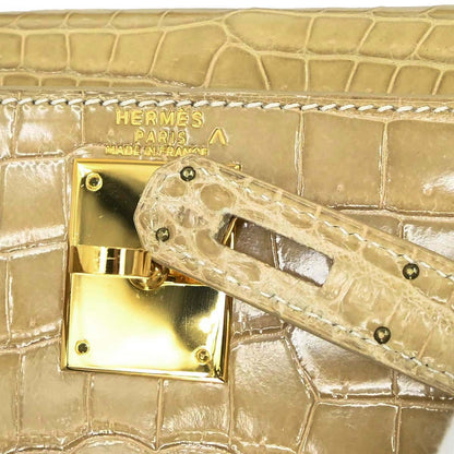 Hermes * Poussiere Porosus Lisse Kelly 28 Sellier Shoulder Handbag