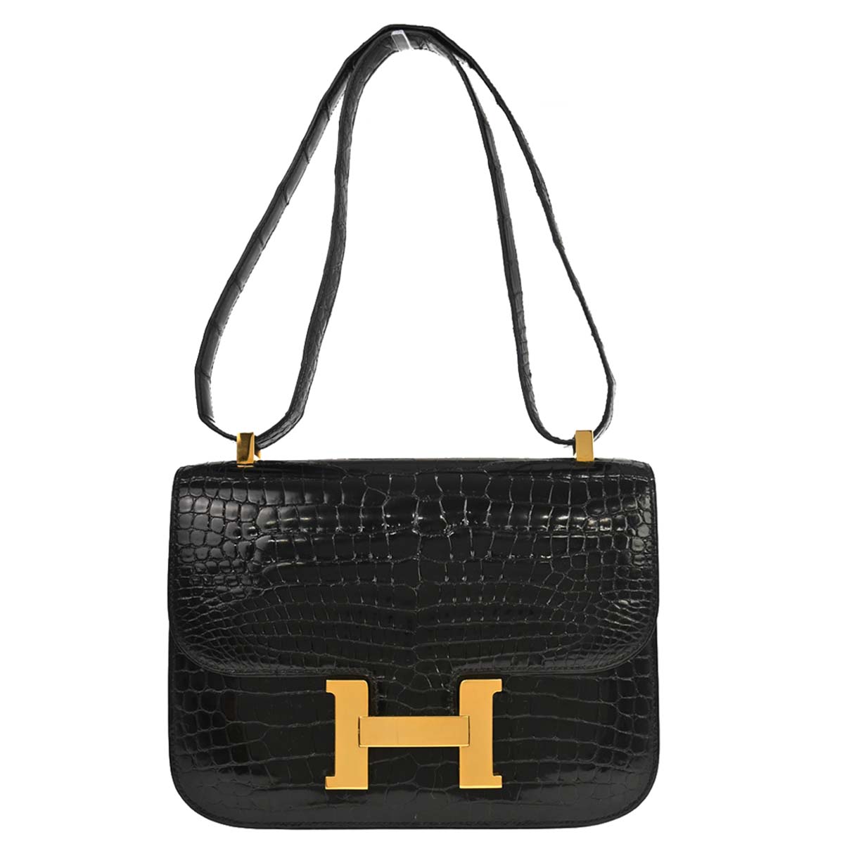 Hermes * Black Porosus Constance 23 Shoulder Bag
