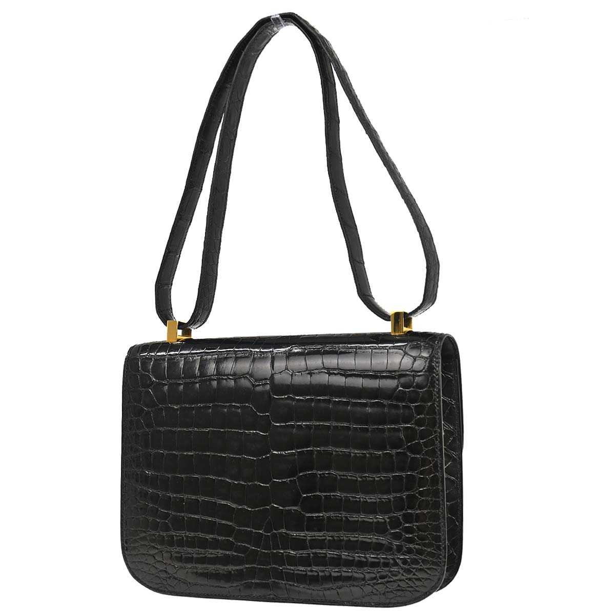 Hermes * Black Porosus Constance 23 Shoulder Bag