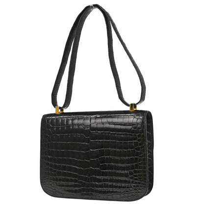 Hermes * Black Porosus Constance 23 Shoulder Bag
