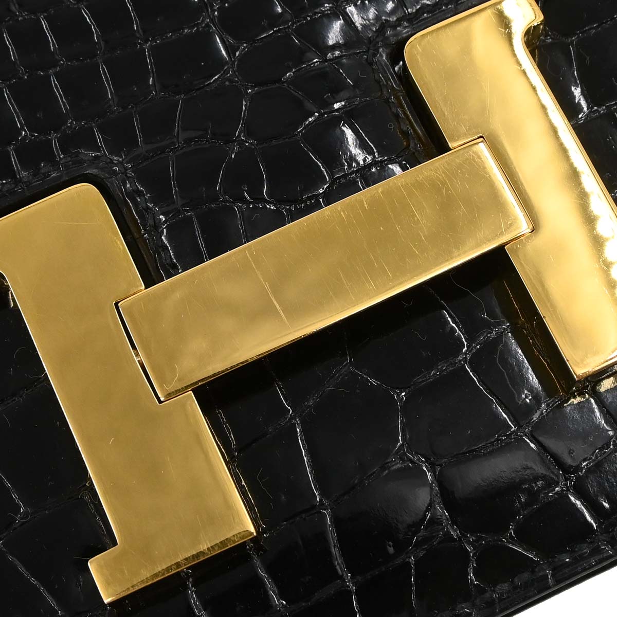 Hermes * Black Porosus Constance 23 Shoulder Bag