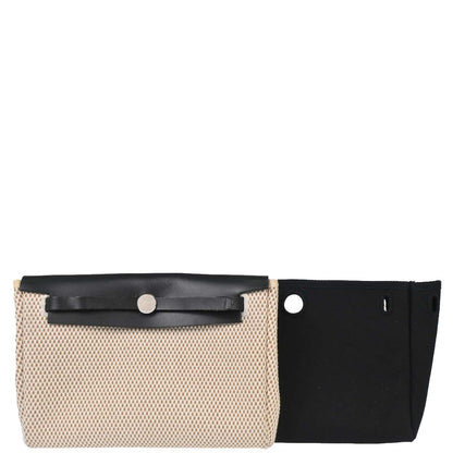 Hermes Black Natural Toile Officier GM Herbag Mini 2 in 1 Clutch Bag