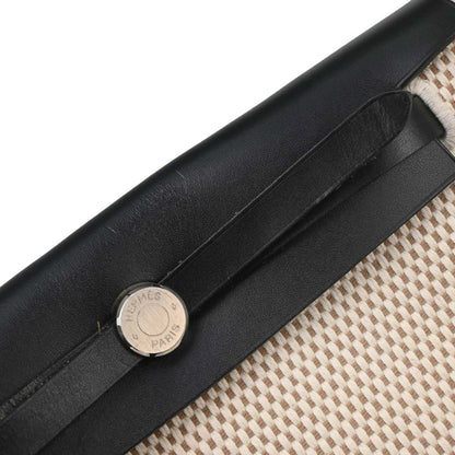 Hermes Black Natural Toile Officier GM Herbag Mini 2 in 1 Clutch Bag