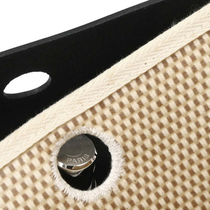 Hermes Black Natural Toile Officier GM Herbag Mini 2 in 1 Clutch Bag