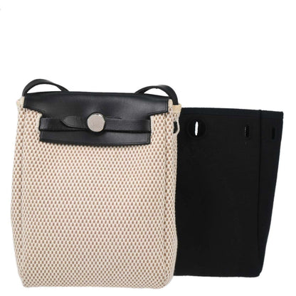 Hermes Black Natural Toile Officier GM Herbag TPM 2 in 1 Shoulder Bag