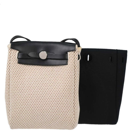 Hermes Black Natural Toile Officier GM Herbag TPM 2 in 1 Shoulder Bag