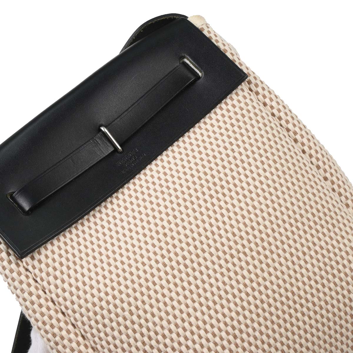 Hermes Black Natural Toile Officier GM Herbag TPM 2 in 1 Shoulder Bag