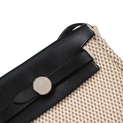 Hermes Black Natural Toile Officier GM Herbag TPM 2 in 1 Shoulder Bag
