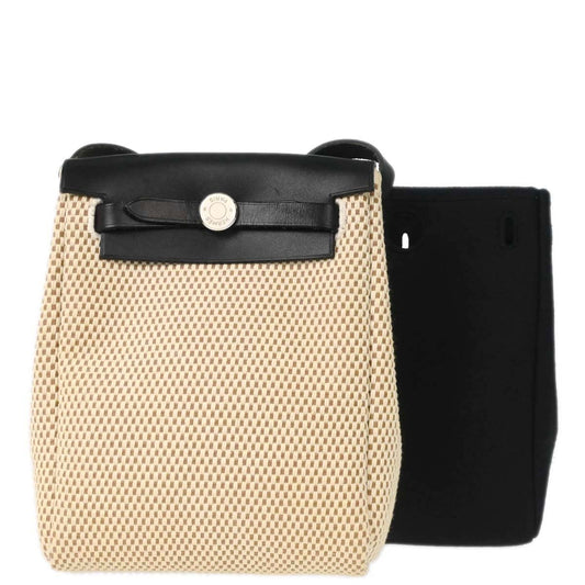 Hermes Black Natural Toile Officier GM Herbag TPM 2 in 1 Shoulder Bag