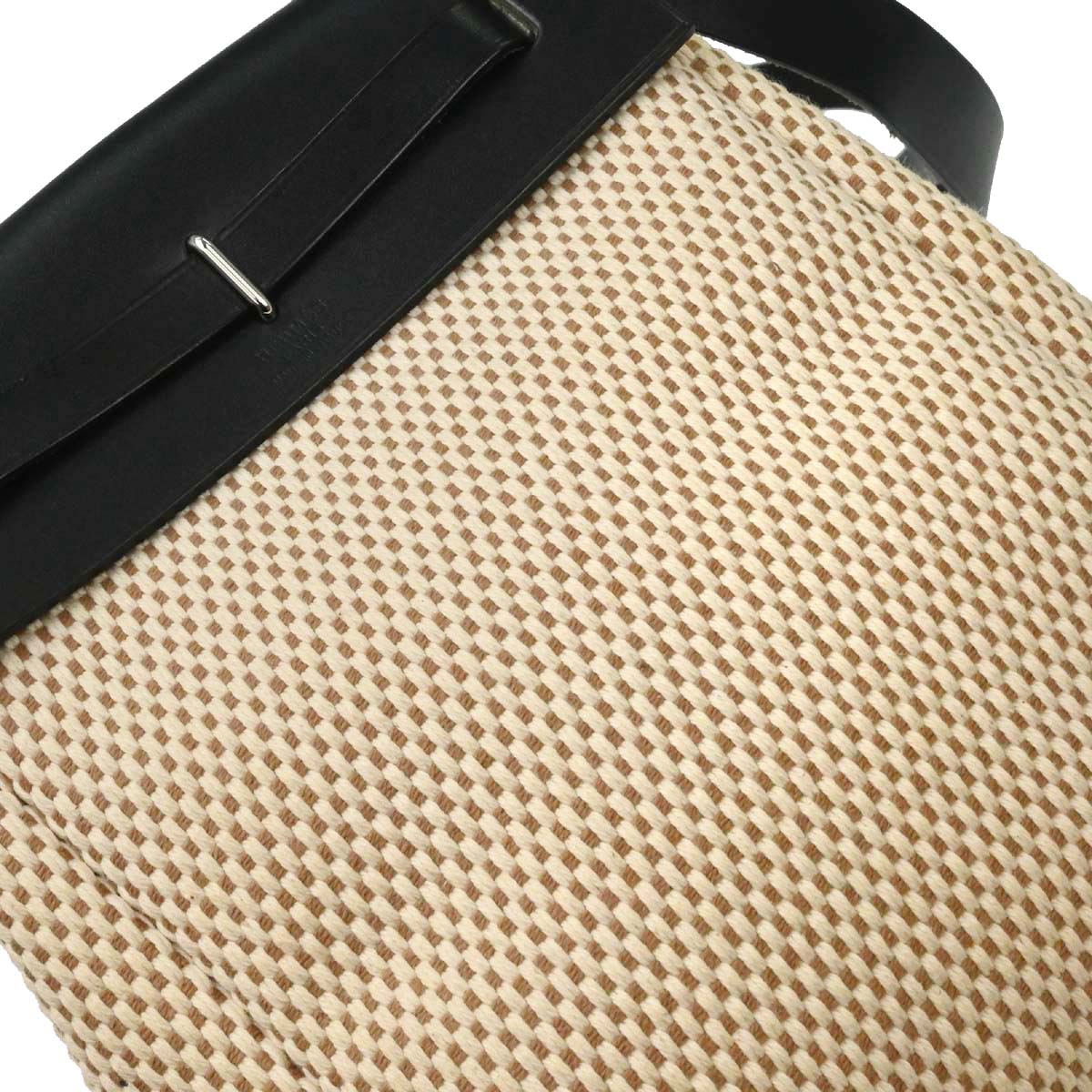 Hermes Black Natural Toile Officier GM Herbag TPM 2 in 1 Shoulder Bag