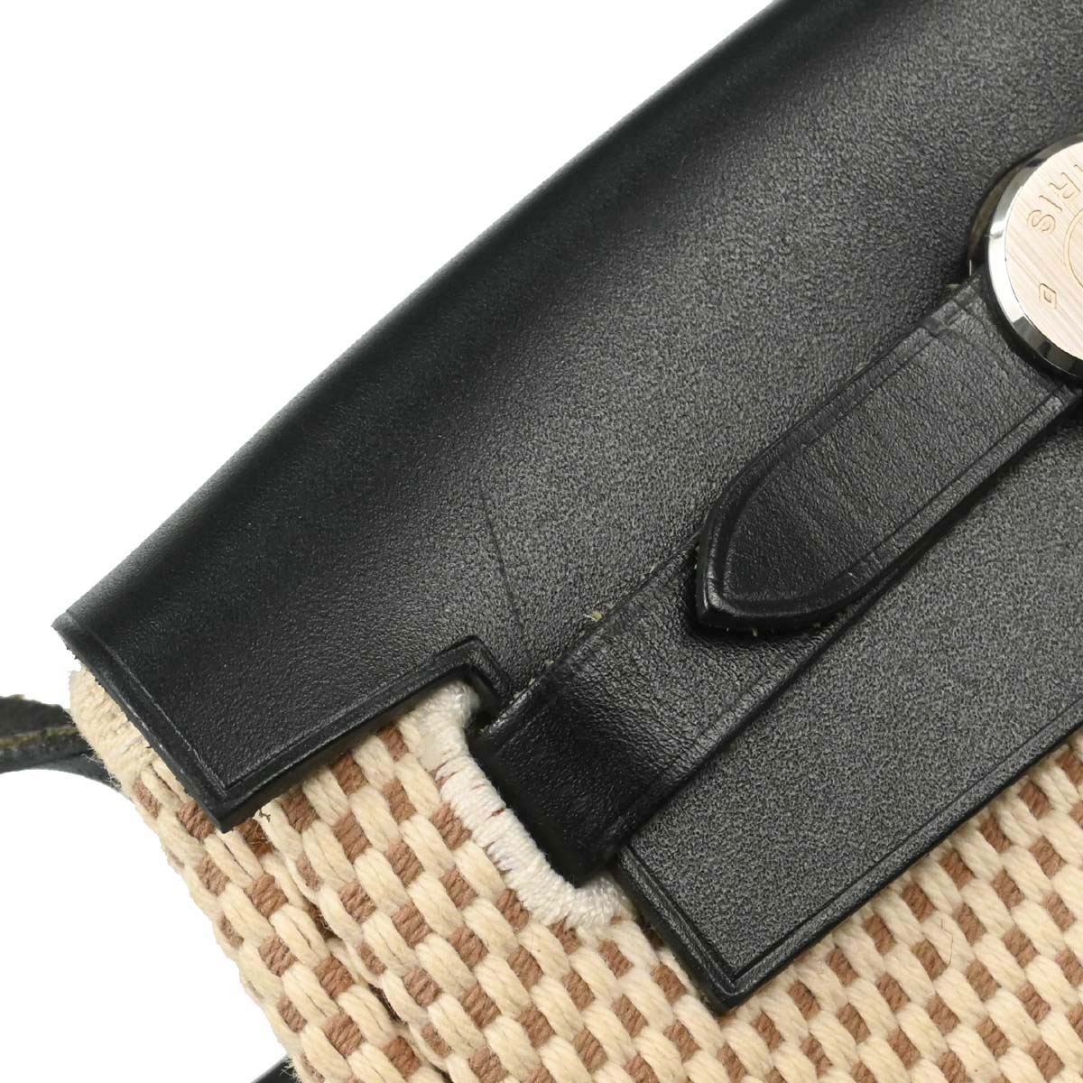 Hermes Black Natural Toile Officier GM Herbag TPM 2 in 1 Shoulder Bag