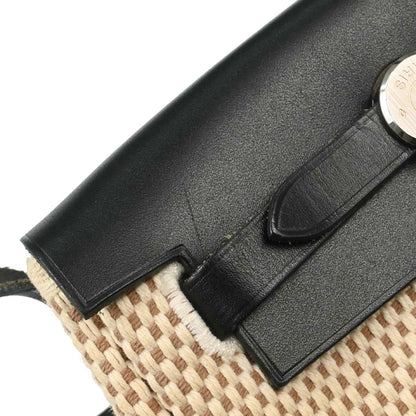 Hermes Black Natural Toile Officier GM Herbag TPM 2 in 1 Shoulder Bag