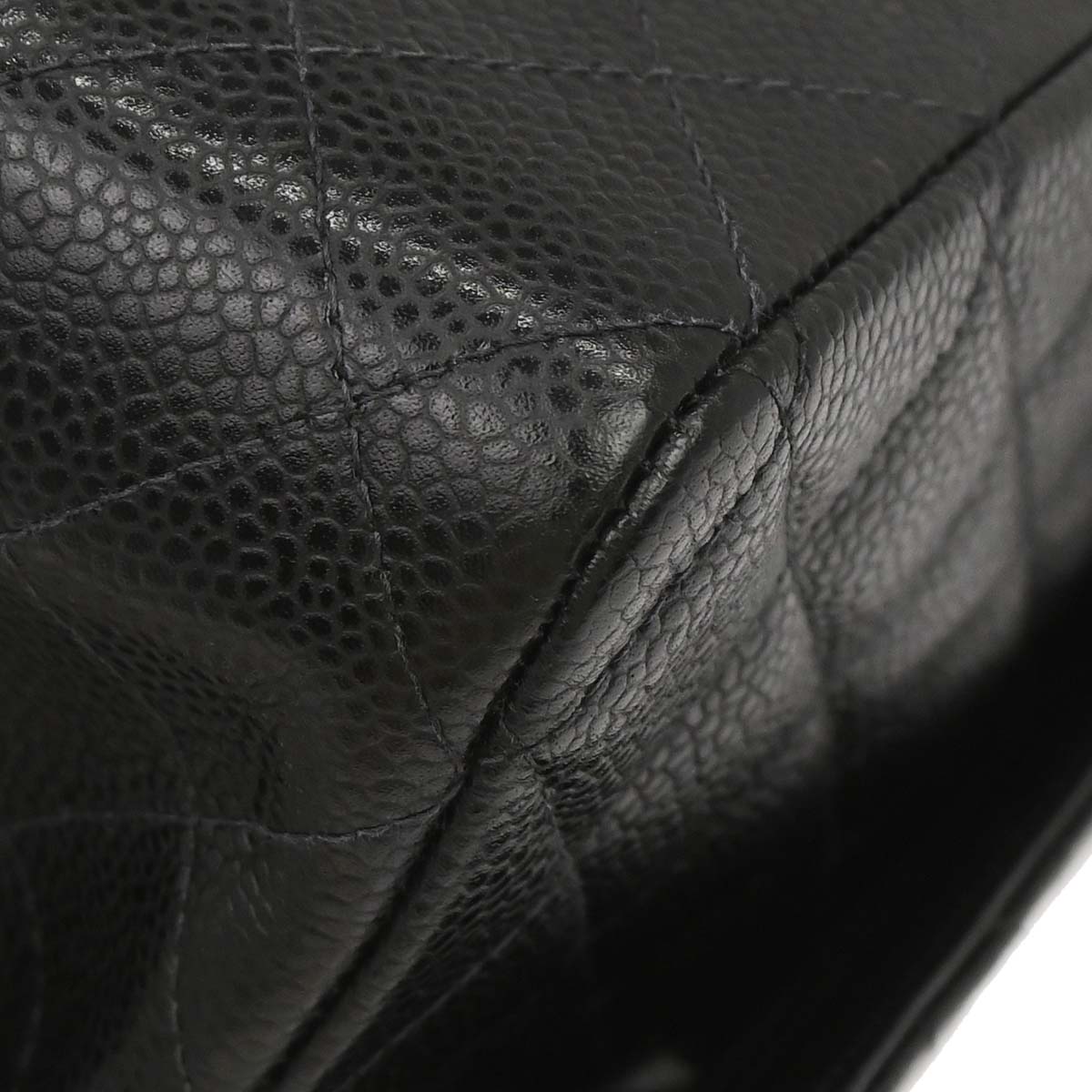 Chanel 2000-2002 Black Caviar Skin Medium Classic Double Flap Shoulder Bag
