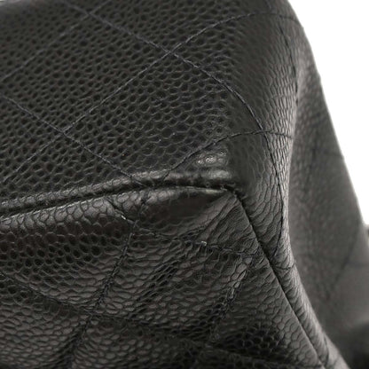Chanel 2000-2002 Black Caviar Skin Medium Classic Double Flap Shoulder Bag