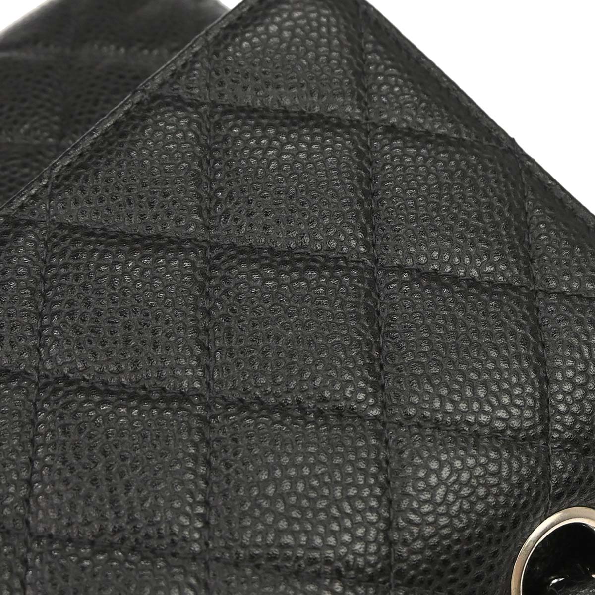 Chanel 2000-2002 Black Caviar Skin Medium Classic Double Flap Shoulder Bag
